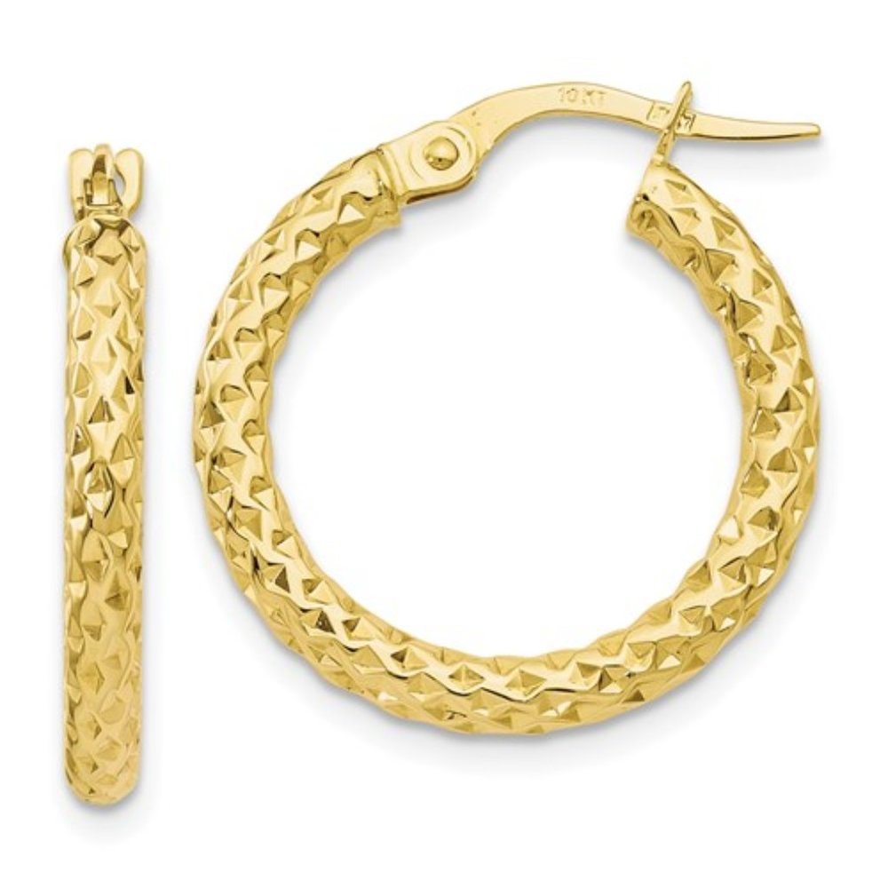 10K Diamond-Cut Hoop Earrings - Picture 1 of 3